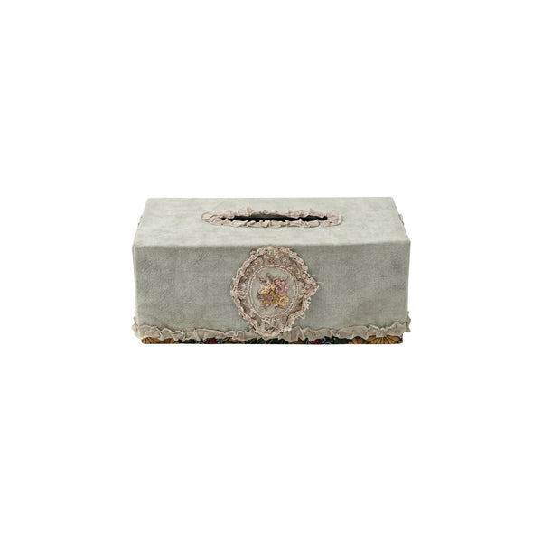 Kabale Tissue Box Cover in Linen Fabric L- 25 cm W- 12 cm Washed Blue
