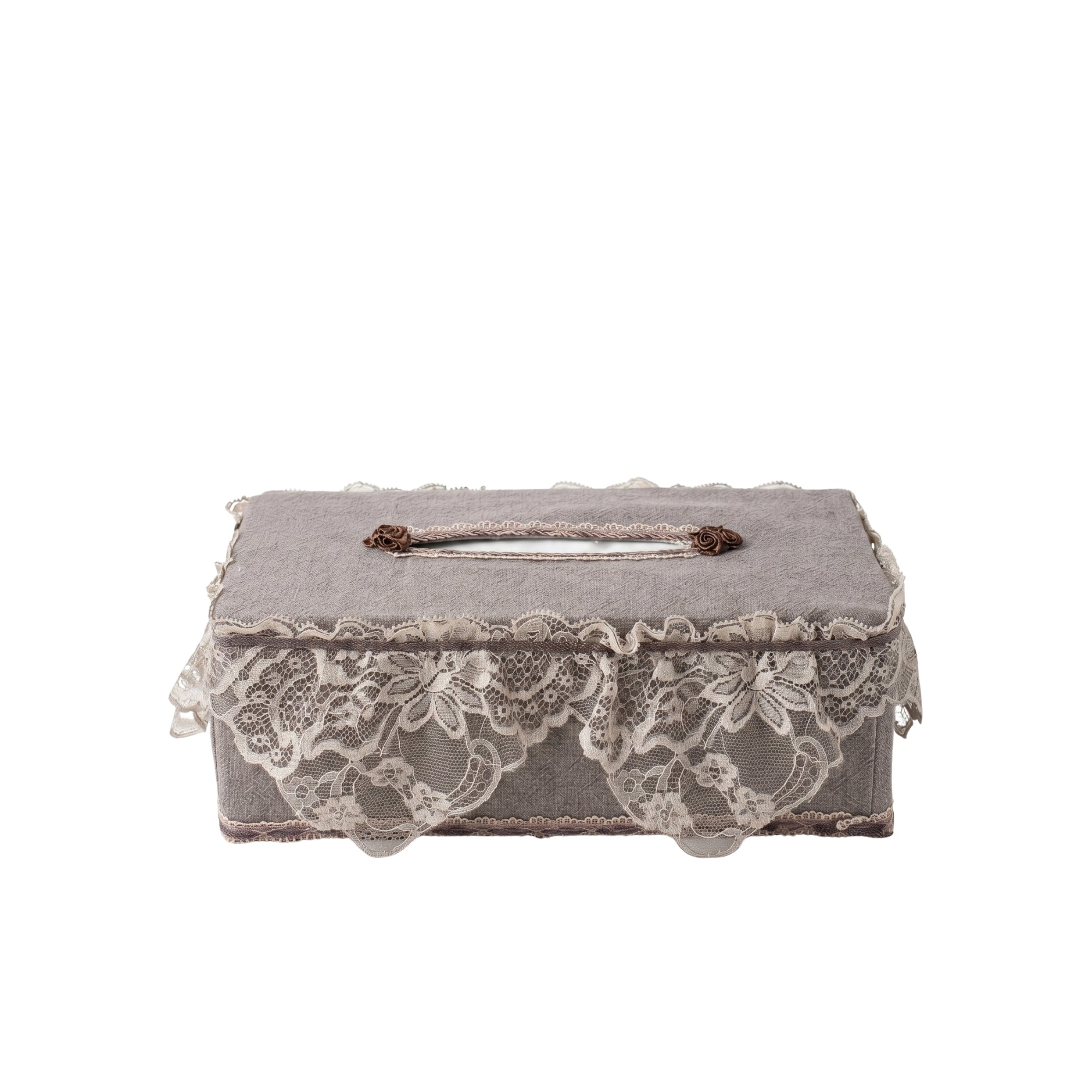 Kabale Tissue Box Cover in Linen Fabric L- 25 cm W- 12 cm Blue Gray