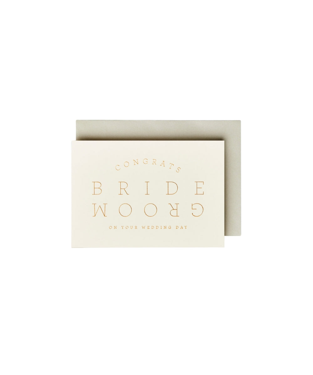 Extract Bride & Groom Cream - cream-colored card gold foil reads