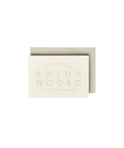 Extract Bride & Groom Cream - cream-colored card gold foil reads