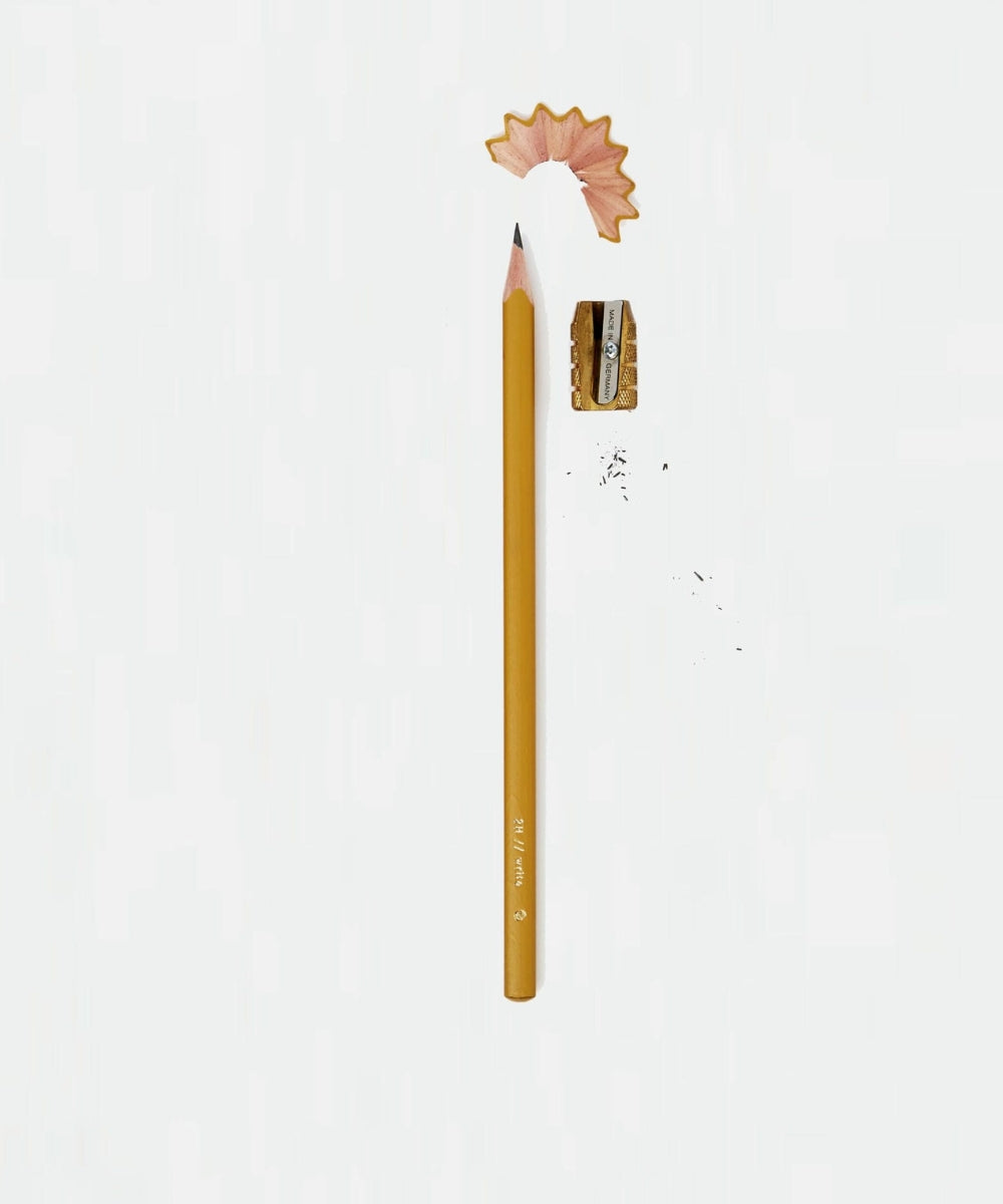 Extract Mustard Single Pencil - yellow wooden pencil sharpened tip