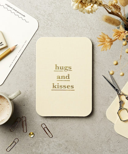 Cloth Postcard Hugs Kisses - cream-colored rectangular notebook hugs kisses