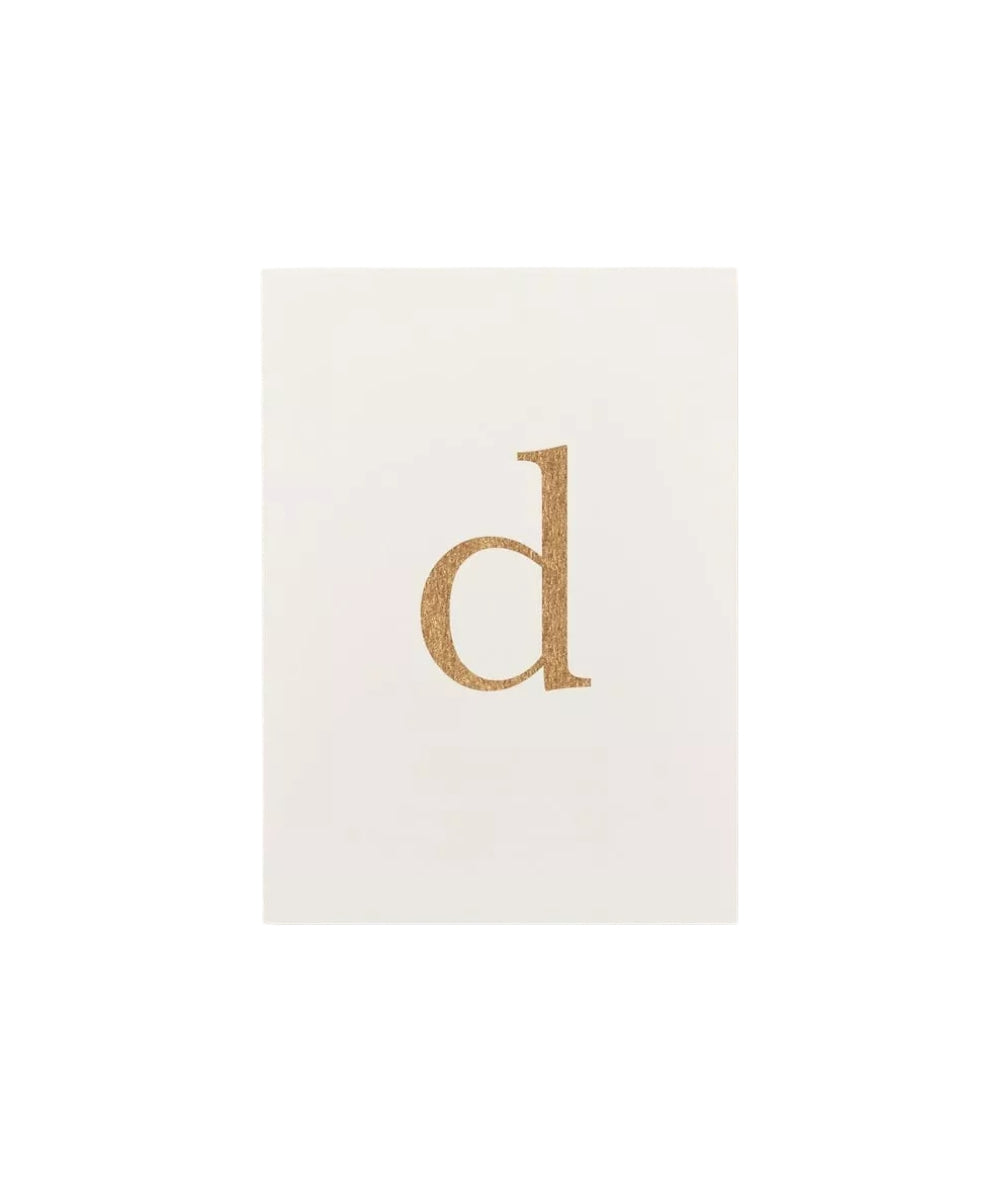 Lowercase Initial Postcard (D) - minimalist cream-colored card lowercase letter