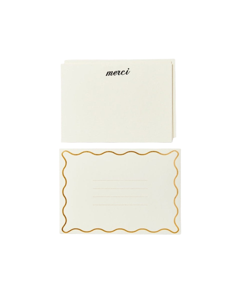 6Pk Notecards - cream-colored thank-you note cards gold