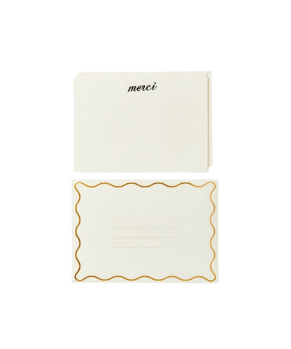 6Pk Notecards - cream-colored thank-you note cards gold