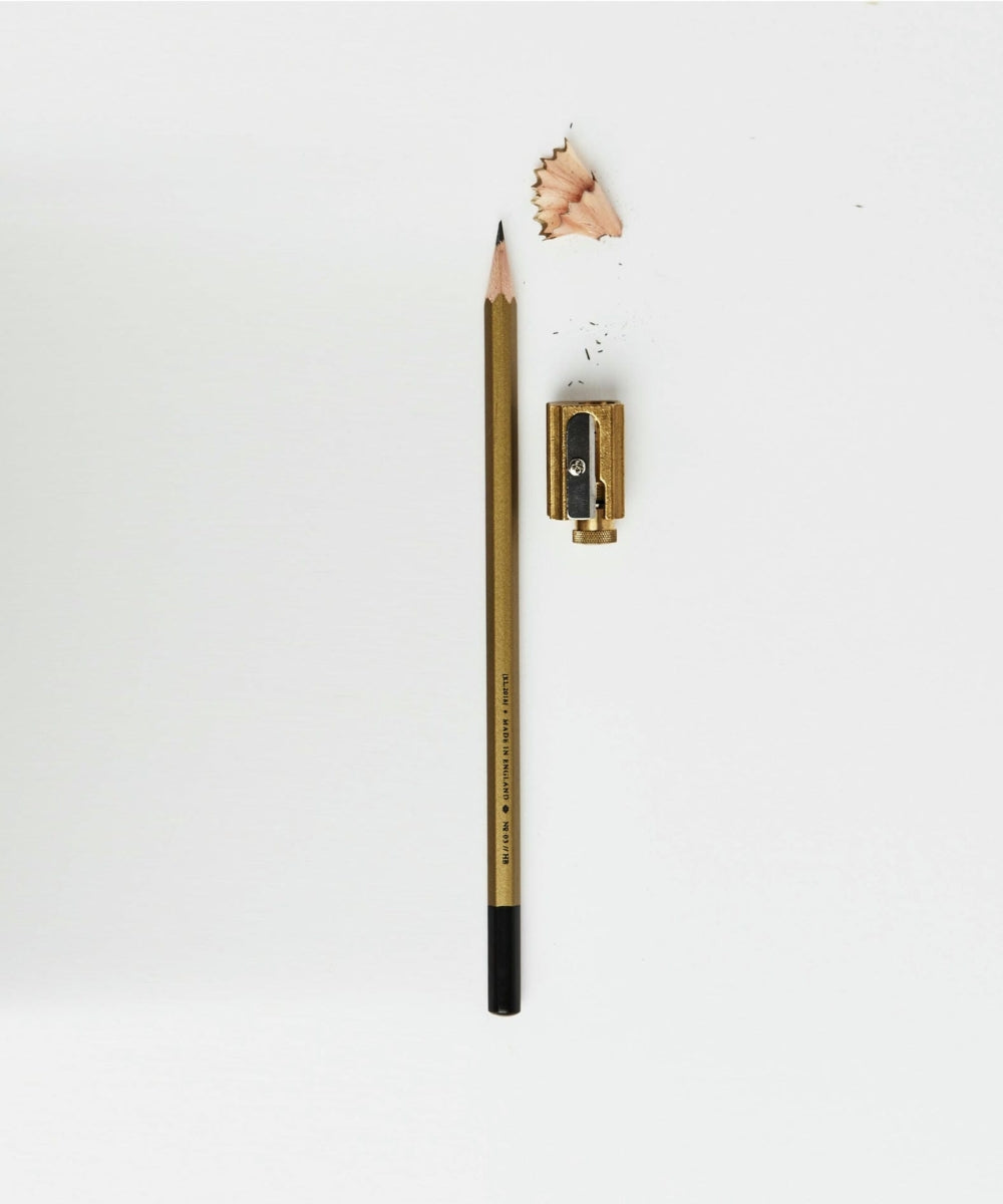 Gold Pencil Single - sleek gold-colored pencil black eraser