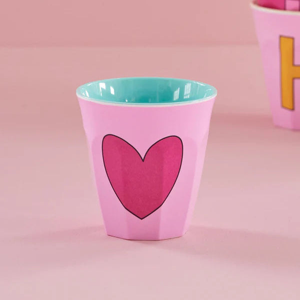 Rice Melamine Cup - Heart 250 ml Pink