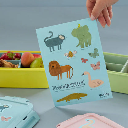 Rice Stickers to Personalize Your Lunch box with Sweet Jungle Print Blue