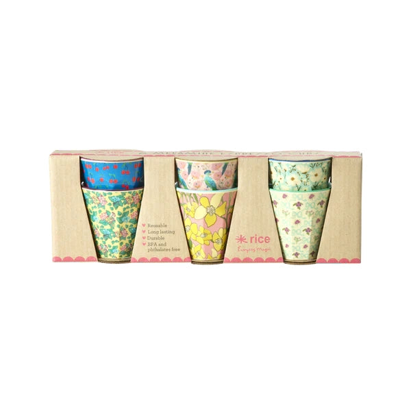 Rice Melamine Espresso Cups - Show Your True Colors Prints - 6 Pack - 80 ml Multicolor