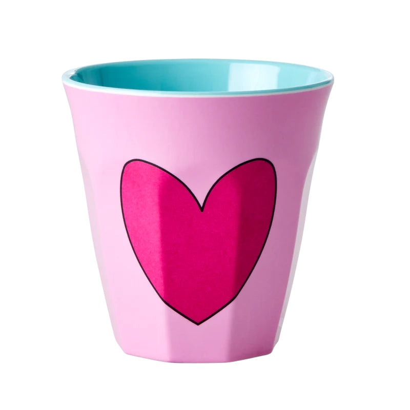 Rice Melamine Cup - Heart 250 ml Pink