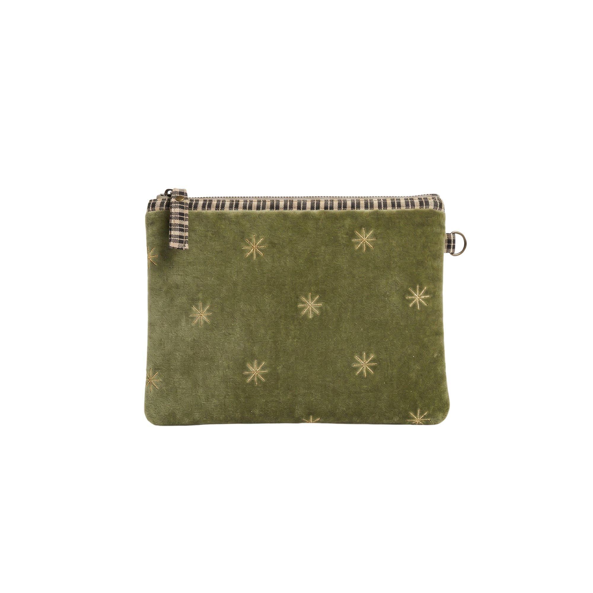 Goyaal Living Namaste Etoile velvet pouch Large - L-26cm W-18 cm Thyme