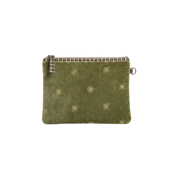 Goyaal Living Namaste Etoile velvet pouch Large - L-26cm W-18 cm Thyme