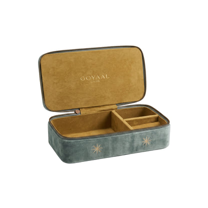 Goyaal Living Noor Velvet Jewellery Box - L-21cm W-10 cm H-6 cm Celadon