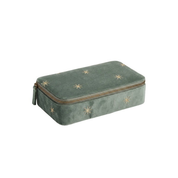 Goyaal Living Noor Velvet Jewellery Box - L-21cm W-10 cm H-6 cm Celadon