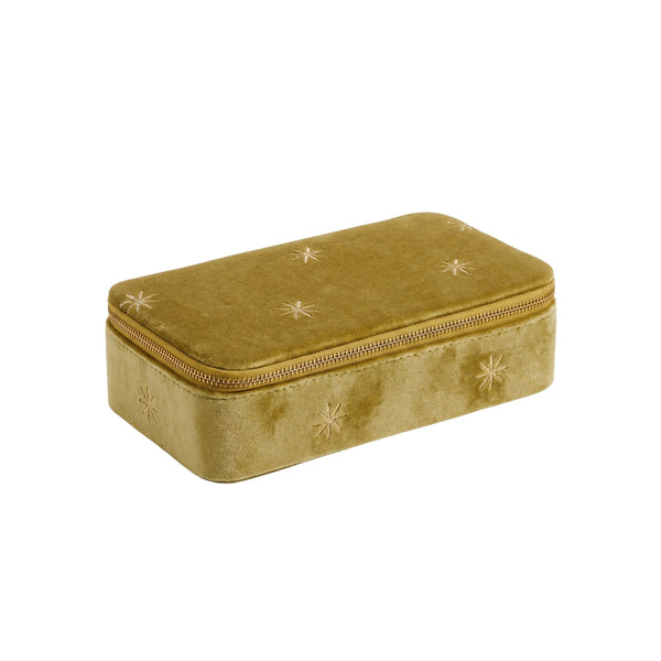 Goyaal Living Noor Velvet Jewellery Box - L-21cm W-10 cm H-6 cm Curry