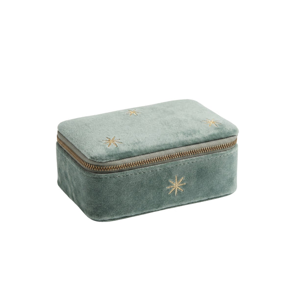 Goyaal Living Noor Velvet Jewellery Box - L-14cm W-9 cm H-6 cm Celadon