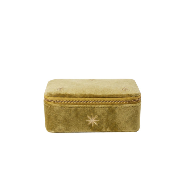 Goyaal Living Noor Velvet Jewellery Box - L-14cm W-9 cm H-6 cm Curry