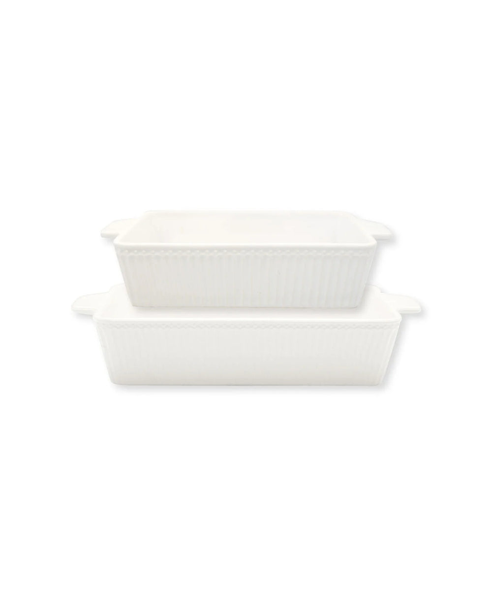 Dishes Alice White Rectangular Set Of 2 Small - set two white ceramic baking