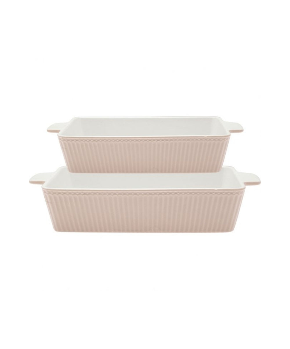 Dishes Alice Creamy Fudge Rectangular Set Of 2 - set two rectangular ceramic baking