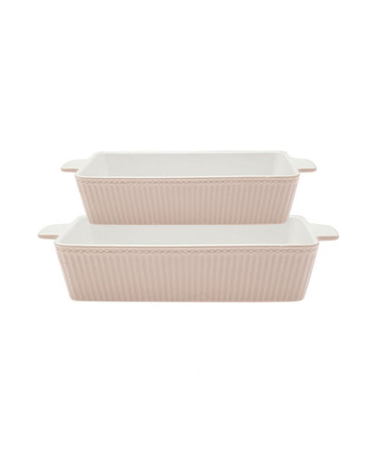Dishes Alice Creamy Fudge Rectangular Set Of 2 - set two rectangular ceramic baking