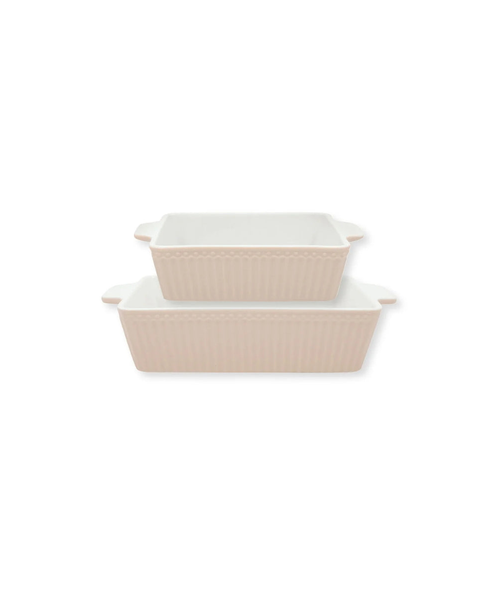 Dishes Alice Creamy Fudge Rect Set Of 2 Small - set two beige ceramic baking