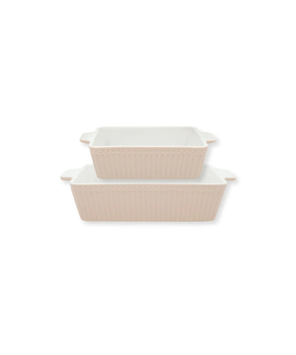 Dishes Alice Creamy Fudge Rect Set Of 2 Small - set two beige ceramic baking