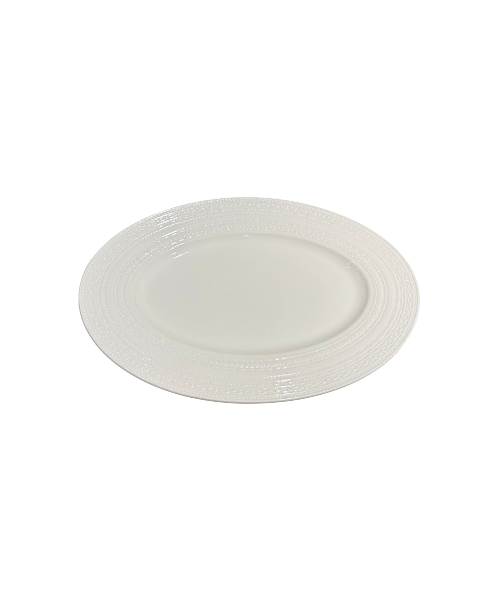 Casale Oval Rim Platter Cm 39 - white ceramic oval platter subtle
