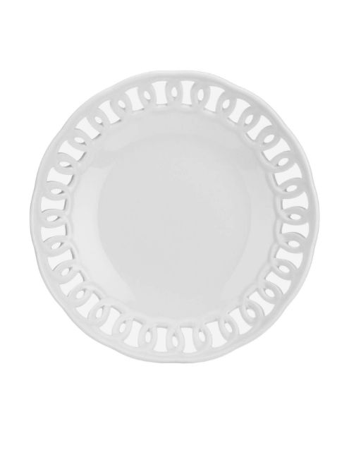Firenze Carved Coupe Plate - white ceramic plate ornate scalloped