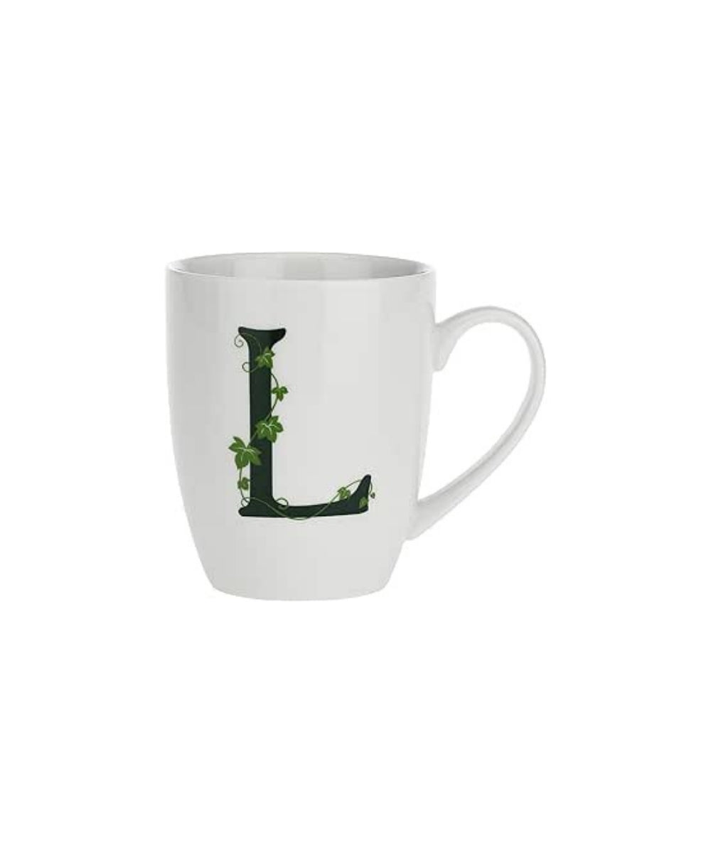 Atupertu Mug Letter ’L’ Cc 380 Gb - white ceramic mug dark green