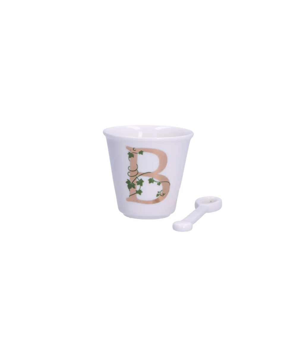 Unico Cup ’B’ W/O Handle W/Spoon 75 Ccgb - white ceramic egg cup beige