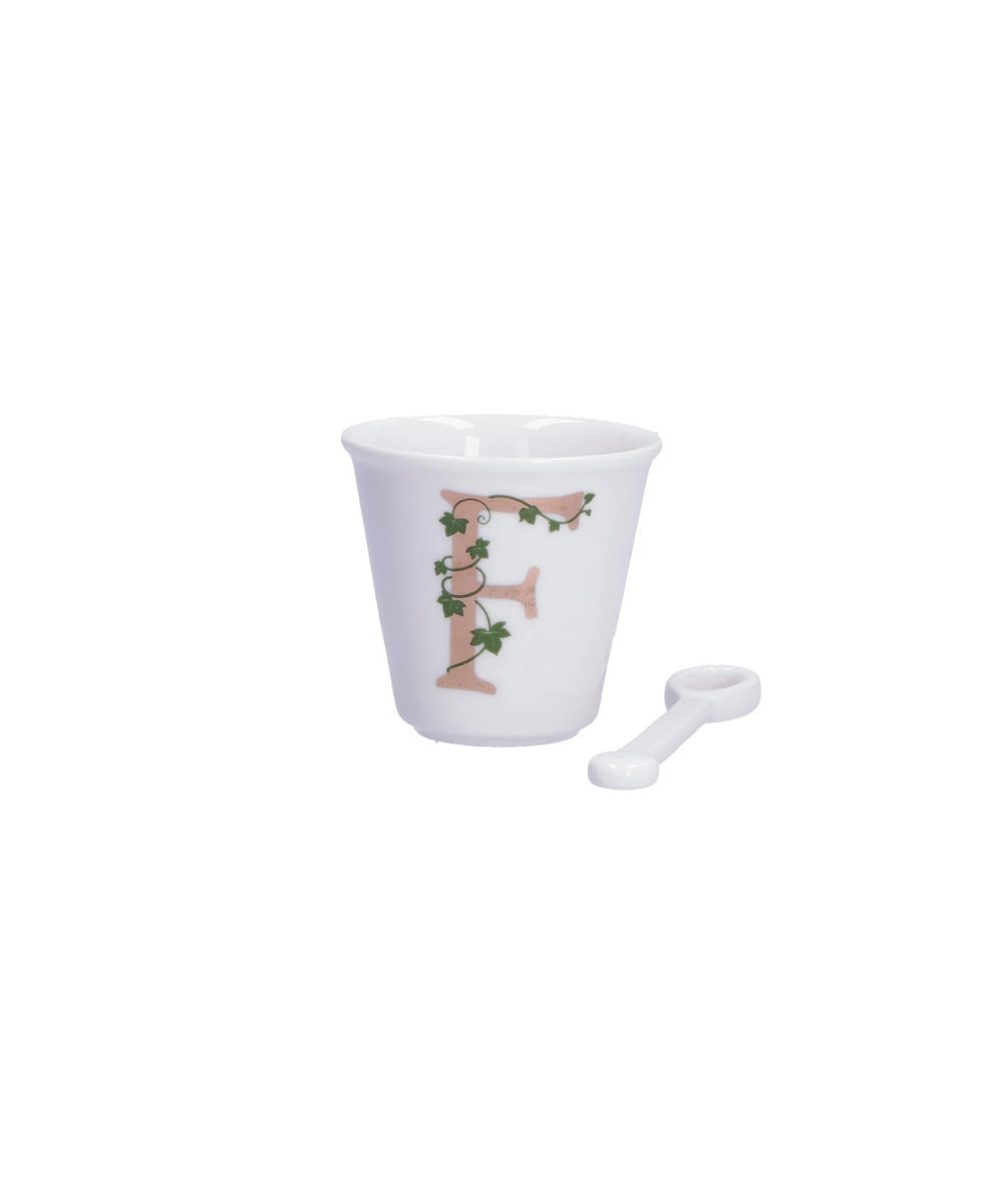 Unico Cup ’F’ W/O Handle W/Spoon 75 Ccgb - white ceramic egg cup pink