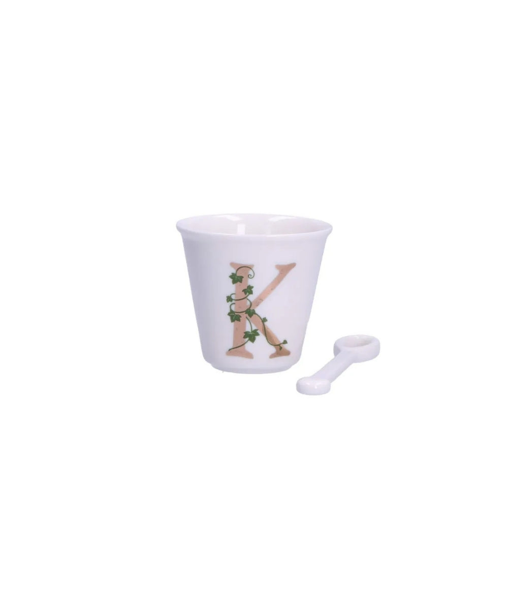 Unico Cup ’K’ W/O Handle W/Spoon 75 Ccgb - white ceramic egg cup beige