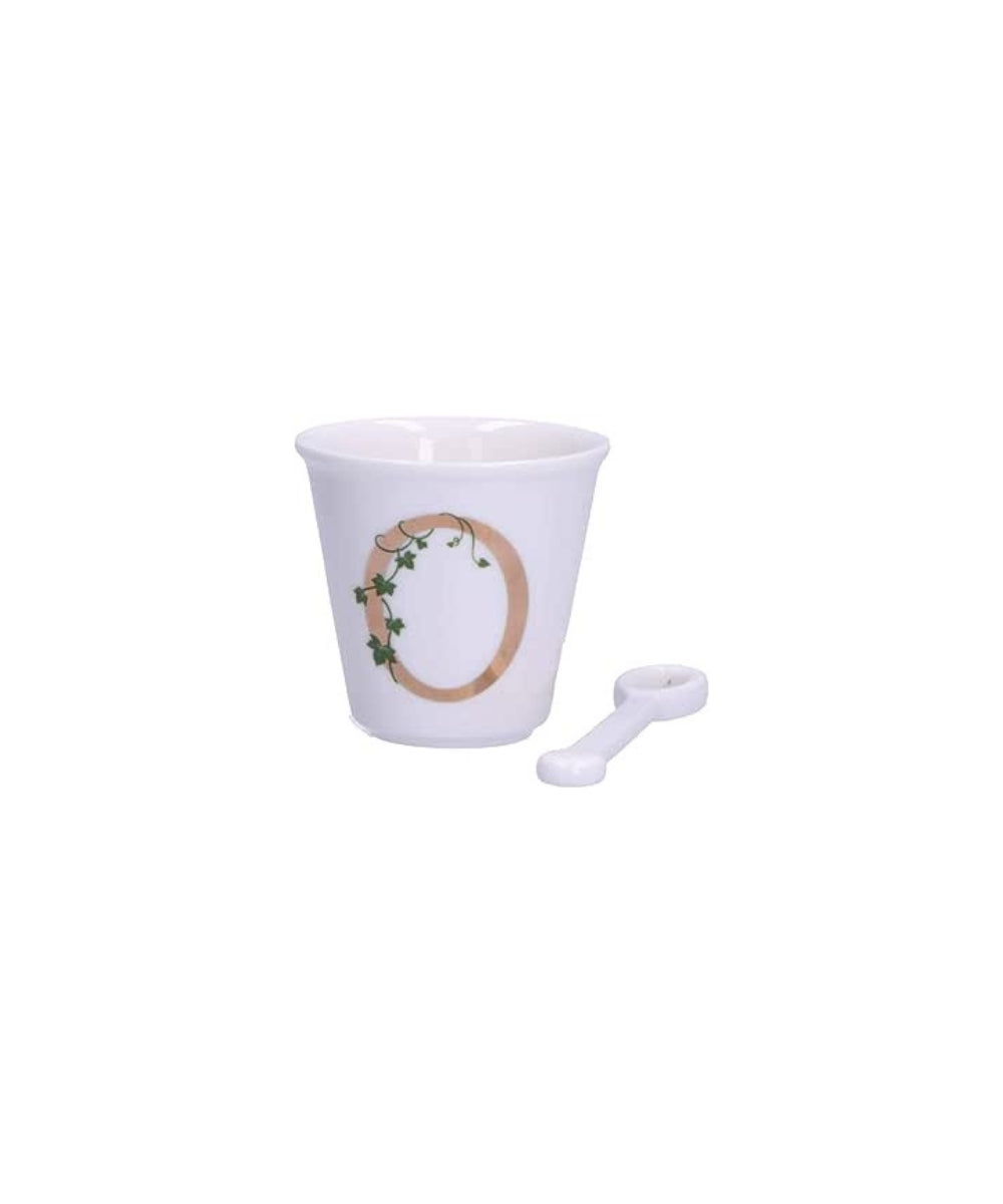 P00450015O - Unico Cup `O` W/O Handle W/Spoon 75 - white ceramic egg cup gold