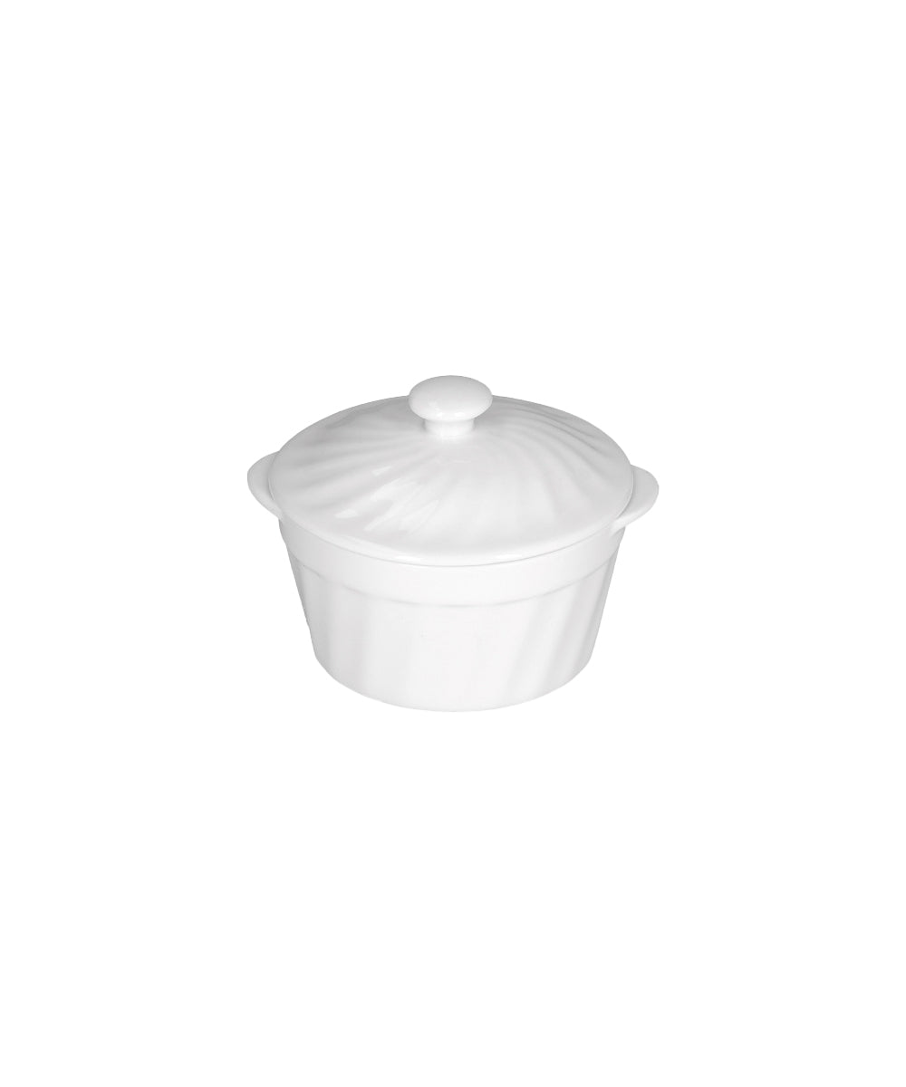 Arezzo Ramekin W/Lid Cm 9.5 - white ceramic ramekin lid subtle