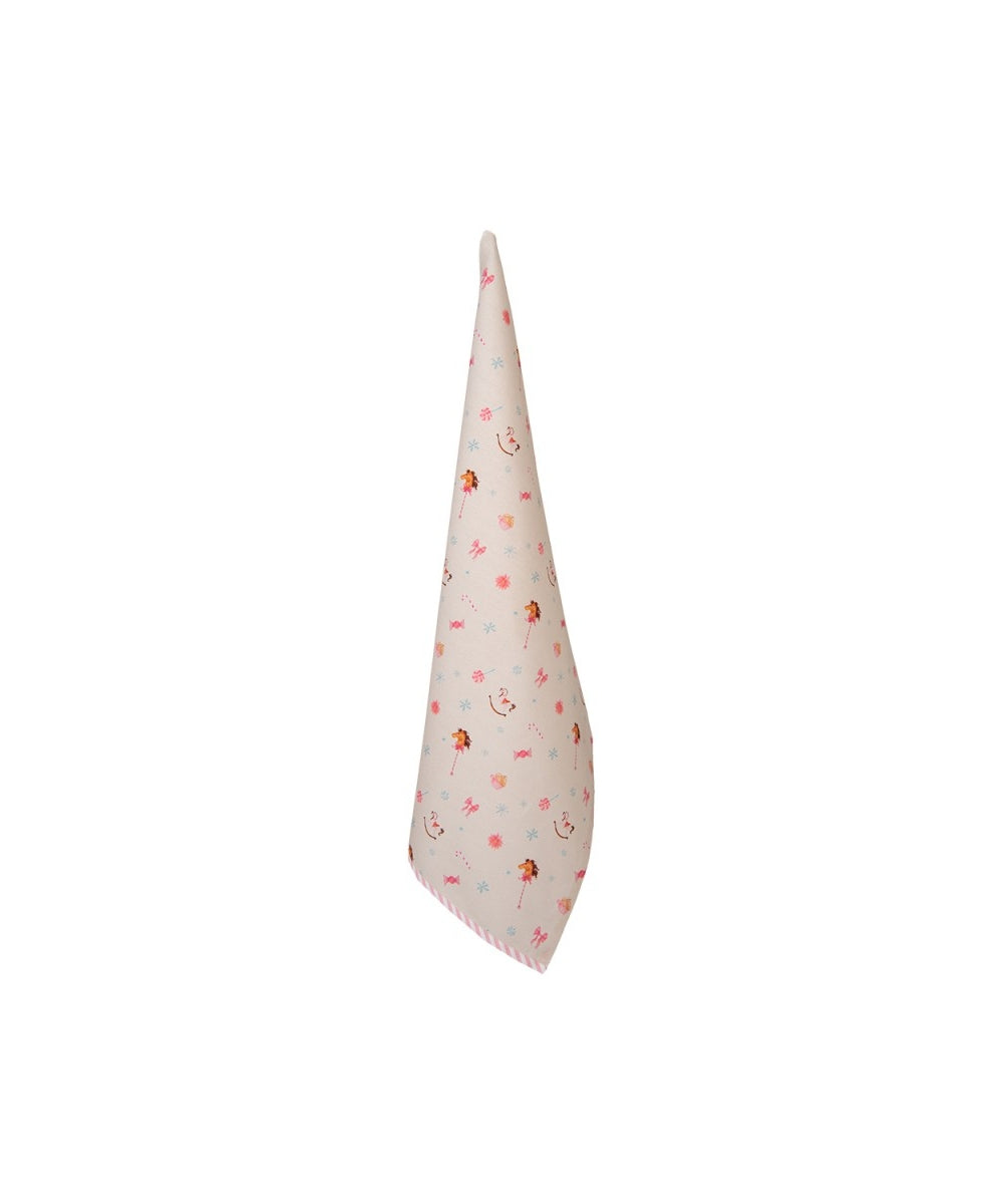 Teatowel 50X70 Cm Beige Pink Cotton Rocking Horse