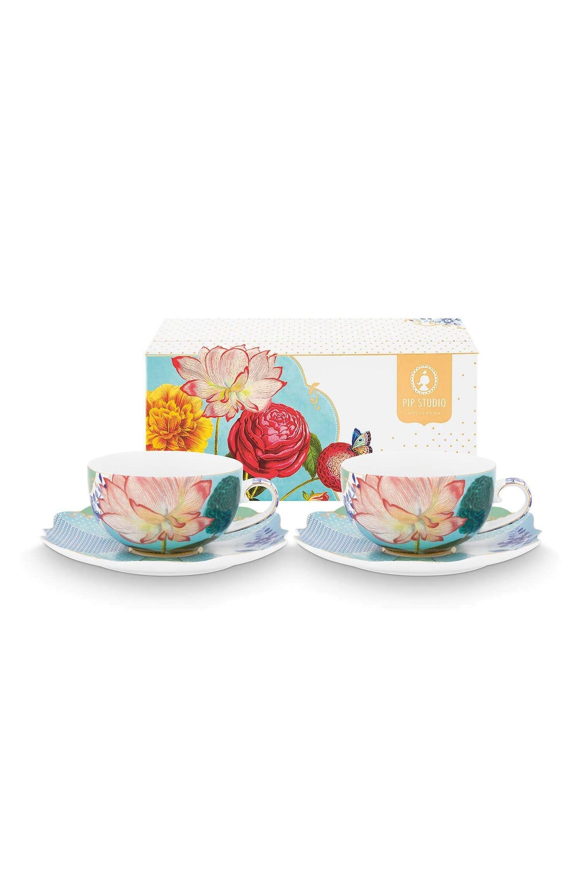 Pip Studio | Set/2 Tea Cups & Saucers Royal Flowers | 250 ml | Porcelain