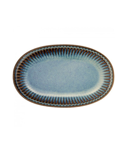 Biscuit Plate Alice Oyster Blue - blue ceramic oval platter textured