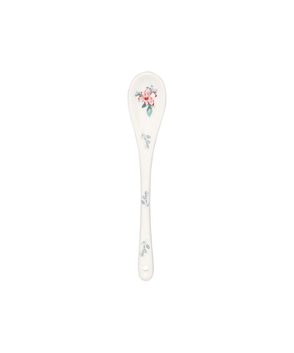 Spoon Jalia White - white ceramic spoon delicate pink