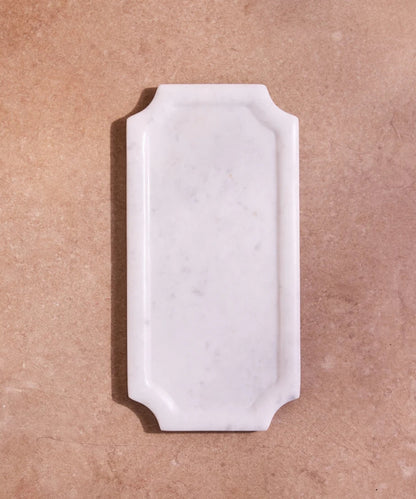 Small Rectangular White Marble Tray With Border