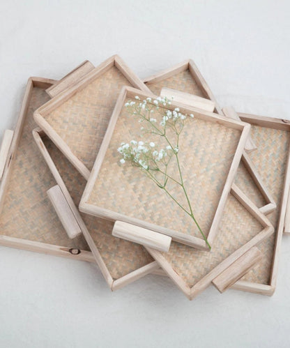 Square Pedestal Tray In Reclaimed Wood Miramar
