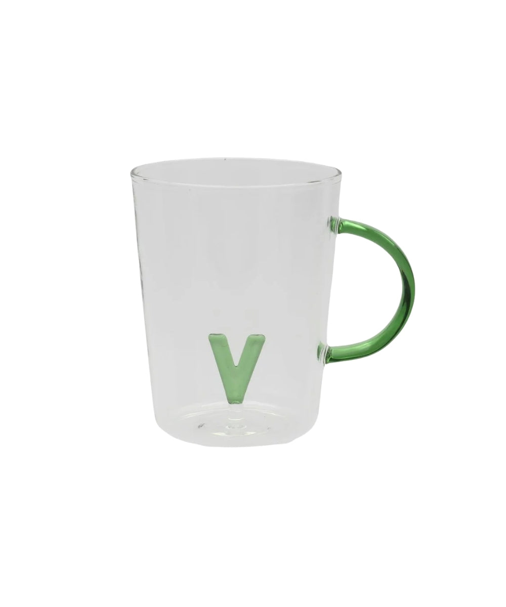 U10064122U00 - Allalettera Mug V - clear glass mug vibrant green