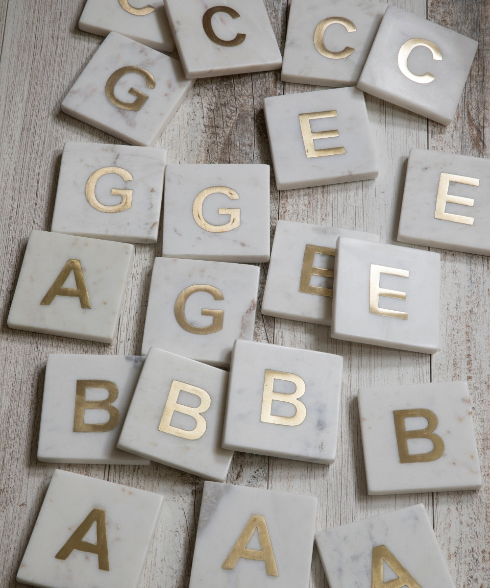 Verona Marble Monogram Coaster Letter B