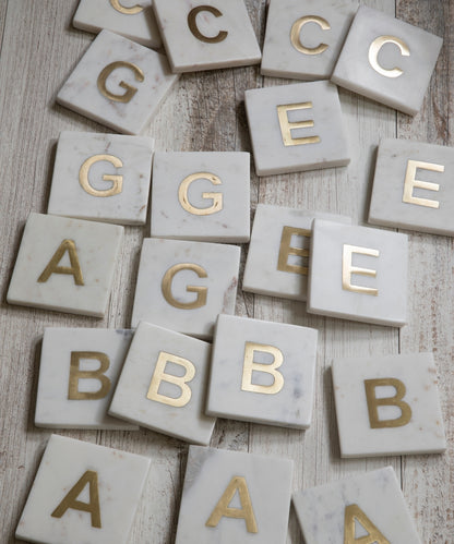 Verona Marble Monogram Coaster Letter B