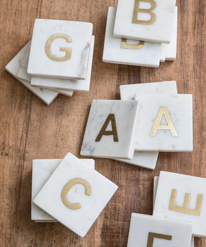 Verona Marble Monogram Coaster Letter C