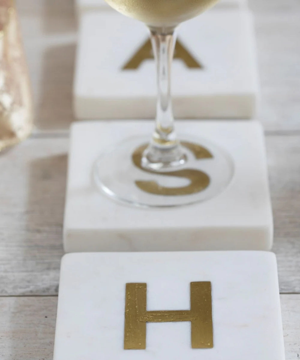 Verona Marble Monogram Coaster Letter H