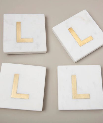 Verona Marble Monogram Coaster Letter L