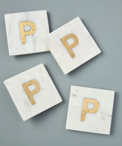 Verona Marble Monogram Coaster Letter P