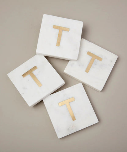 Verona Marble Monogram Coaster Letter T