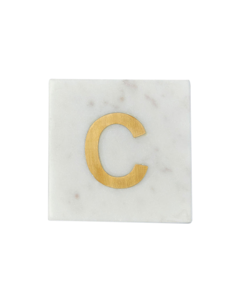 Verona Marble Monogram Coaster Letter C