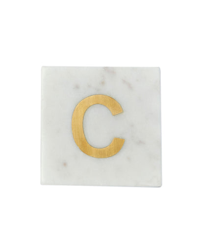Verona Marble Monogram Coaster Letter C